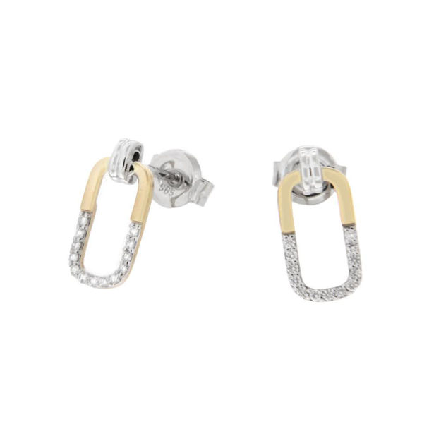 Gull øredobber diamanter totalt 0,087ct W/SI3