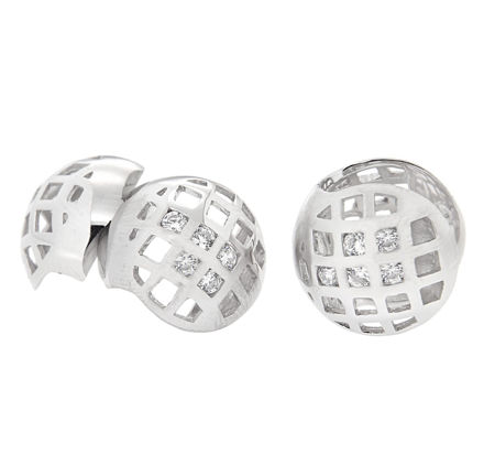 Rhodinert sølv øredobber ruter & cubic zirconia