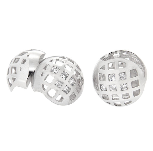 Rhodinert sølv øredobber ruter & cubic zirconia