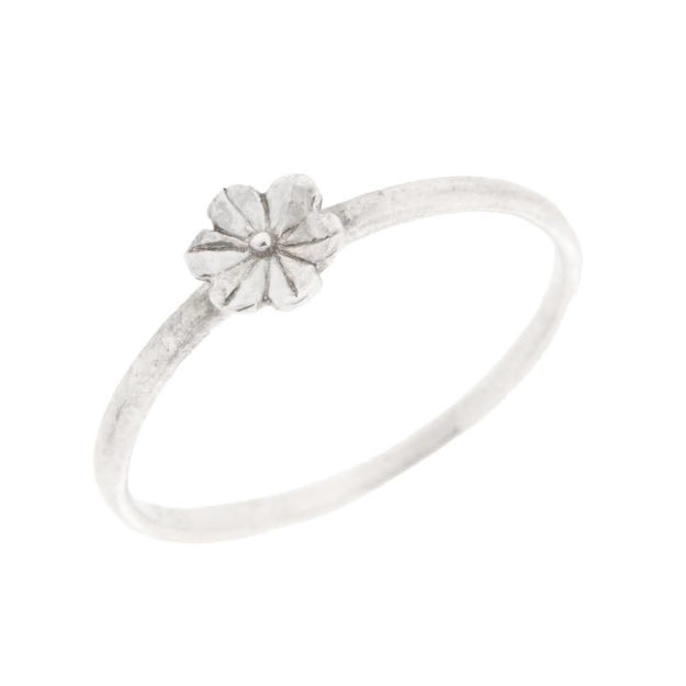 Rhodinert sølv ring med blomst 1,5mm
