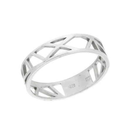 Rhodinert sølv ring åpent mønster 4,2mm
