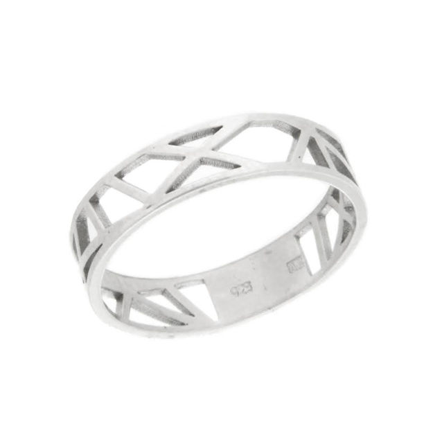 Rhodinert sølv ring åpent mønster 4,2mm