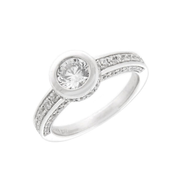 Rhodinert sølv ring blanke cubic zirconia