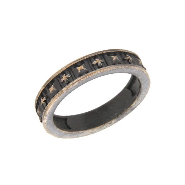 Stål ring sort stjernemønster 6mm