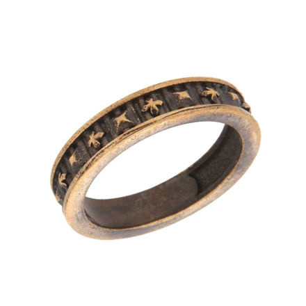 Stål ring rose & sort stjernemønster 6mm