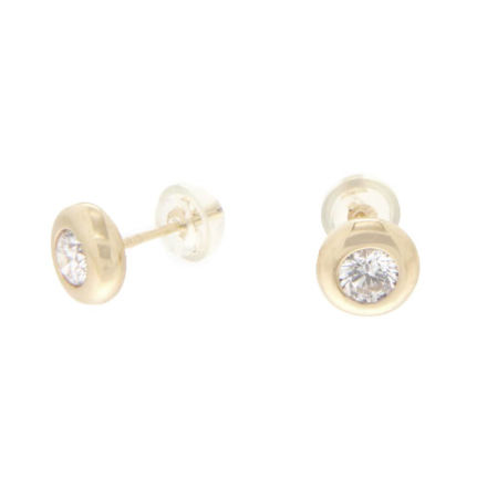 Gull øredobber med zirconer 7mm