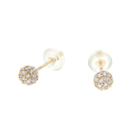 Gull øredobber kule med zirconer 4mm