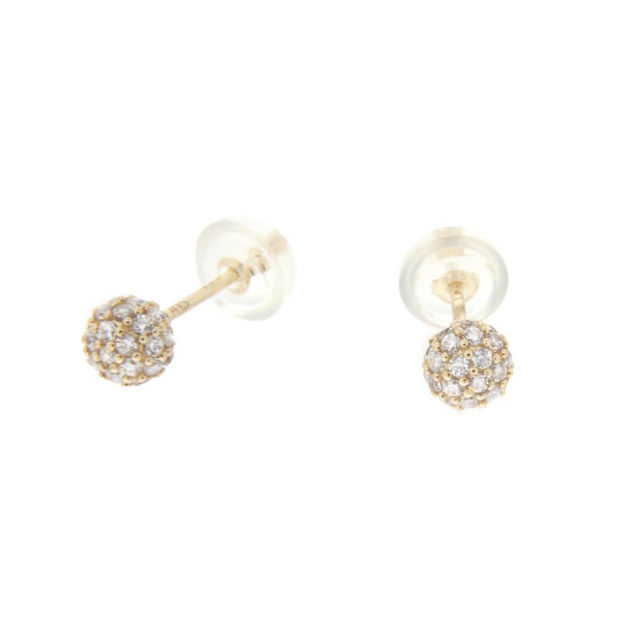 Gull øredobber kule med zirconer 4mm