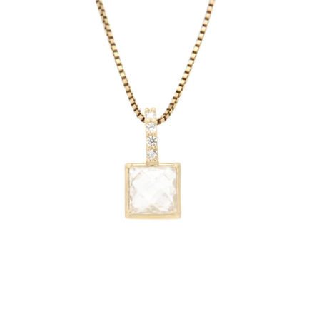 Gull halssmykke slipt zircon 7x7mm