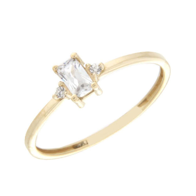 Gull ring med blanke zirconer