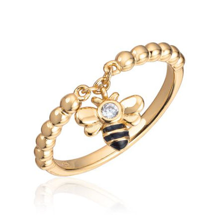 Forgylt sølv ring Redd en bie Cubic Zirconia