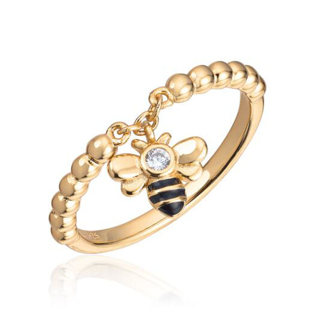 Forgylt sølv ring Redd en bie Cubic Zirconia