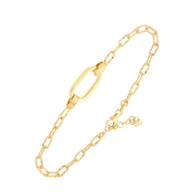 Forgylt sølv armbånd oval ring, 18+3cm