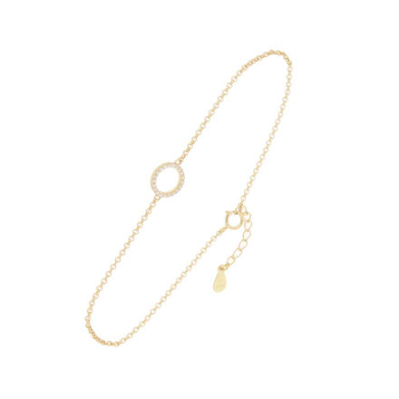 Forgylt sølv armbånd sirkel med Cubic Zirconia 18+2cm