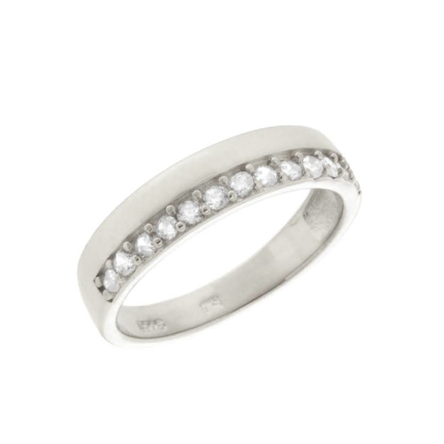 Rhodinert sølv ring med zirconer