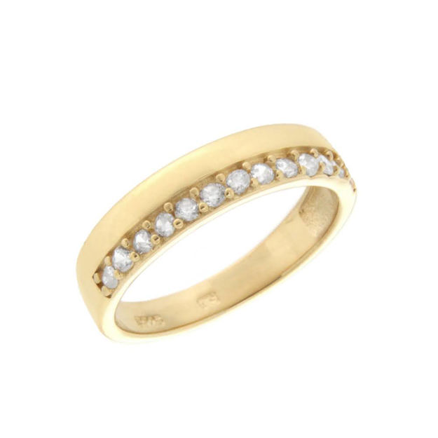 Forgylt sølv ring med zirconer