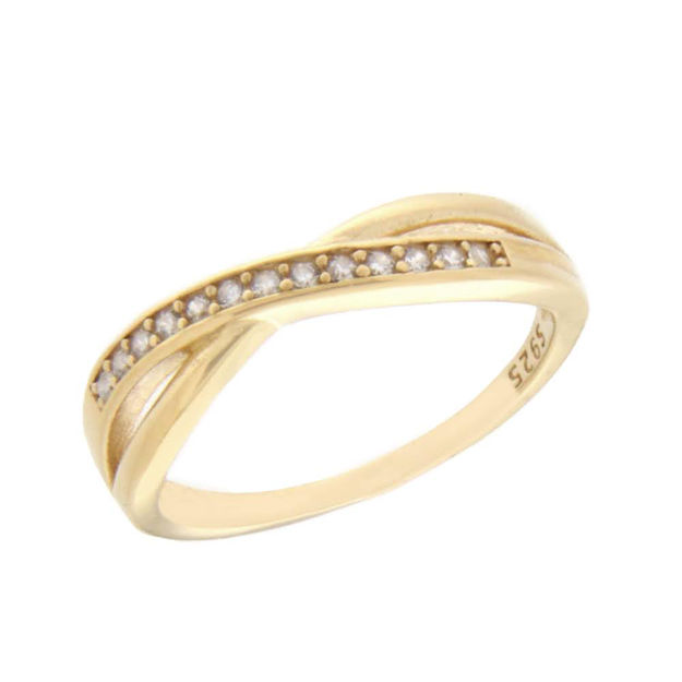 Forgylt sølv ring med zirconer