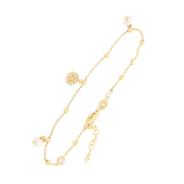 Forgylt sølv armbånd CAIA perler & zirconer 16,5+3cm
