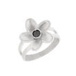 Sølv ring blomst & sort stein