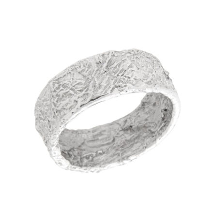 Sølv ring grov hamret 8mm