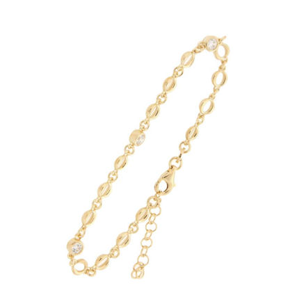 Forgylt sølv armbånd zirconer 16+3cm