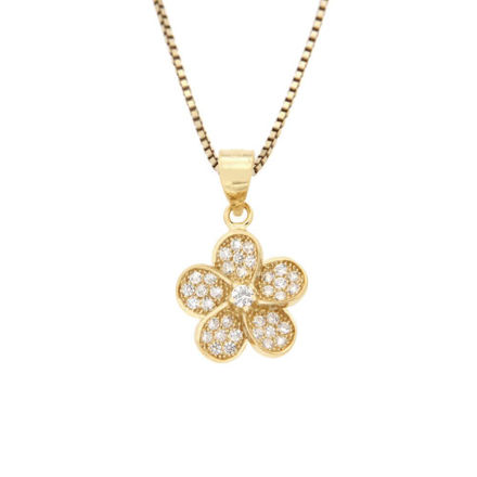Forgylt sølv halssmykke blomst zirconer 12mm