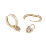 Lovely ring pendant crystal heart ear g/clear