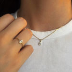 Gull ring med oval Cubic Zirconia 4x6mm