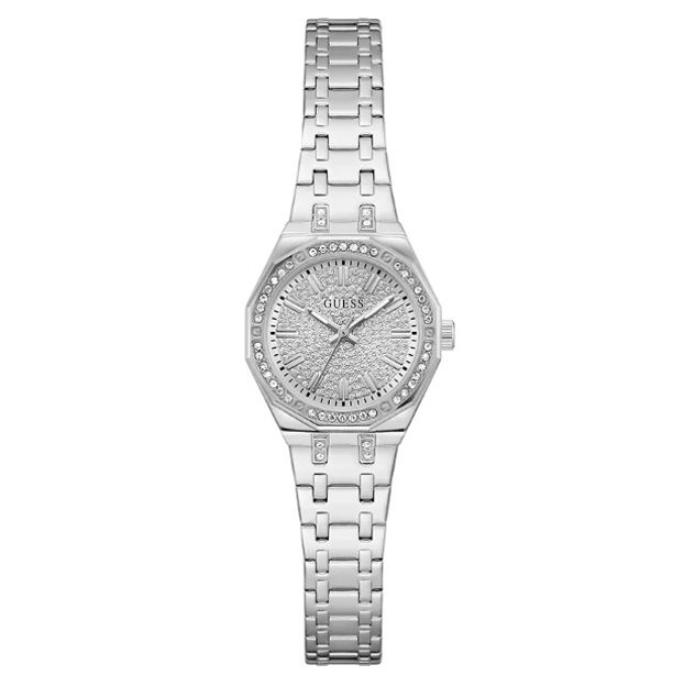 Guess Ladies Bejeweled stål 25mm 30 ATM sølvfarget skive