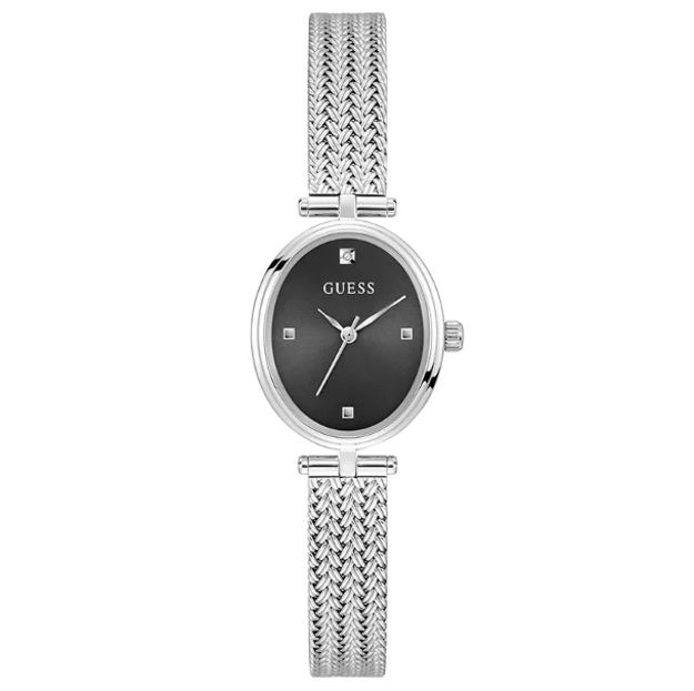 Guess Ladies Dress stål  24mm 3 ATM oval svart skive
