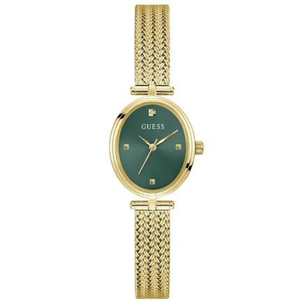 Guess Ladies Dress stål & gull  24mm 3 ATM oval grønn skive