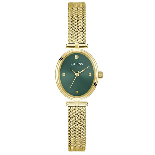 Guess Ladies Dress stål & gull  24mm 3 ATM oval grønn skive
