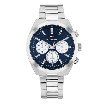 Tommy Hilfiger herreur stål blå skive & stål lenke 40mm 50 ATM