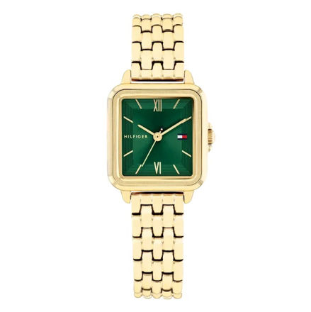Tommy Hilfiger dameur stål & gull 24mm 3 ATM grønn skive, lenke