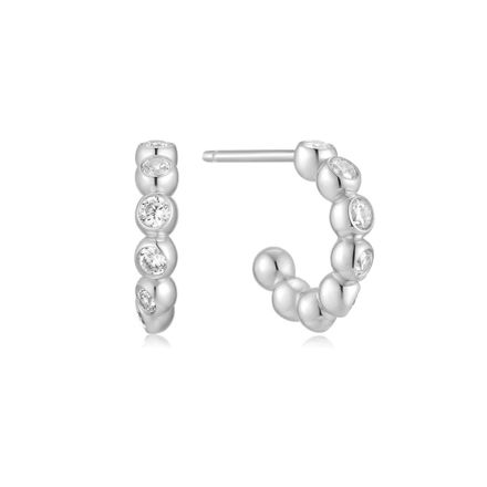 Ania Haie silver bezel beaded hoop earrings 7mm