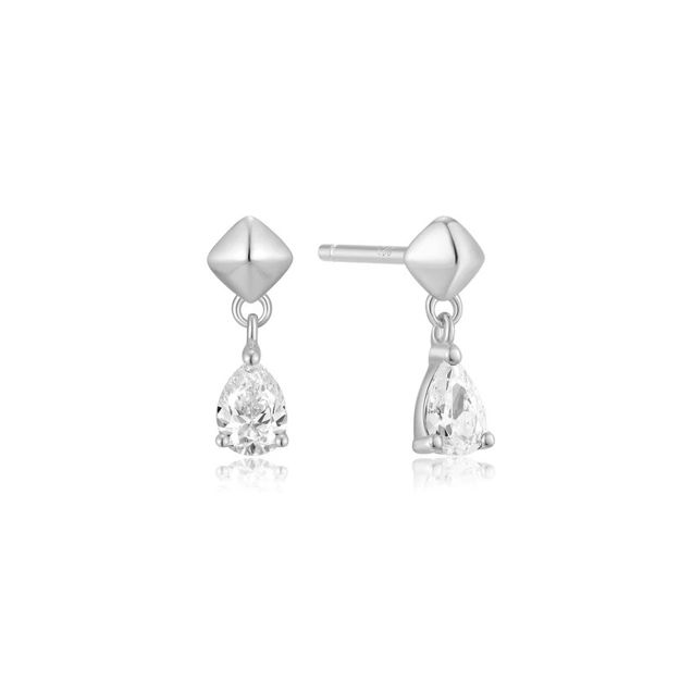 Ania Haie silver pyramid dangle stud earrings 11mm