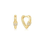 Ania Haie gold mini heart claps hoop earrings 12mm 