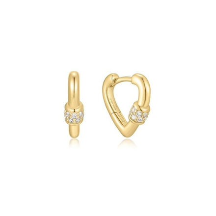 Ania Haie gold mini heart claps hoop earrings 12mm 