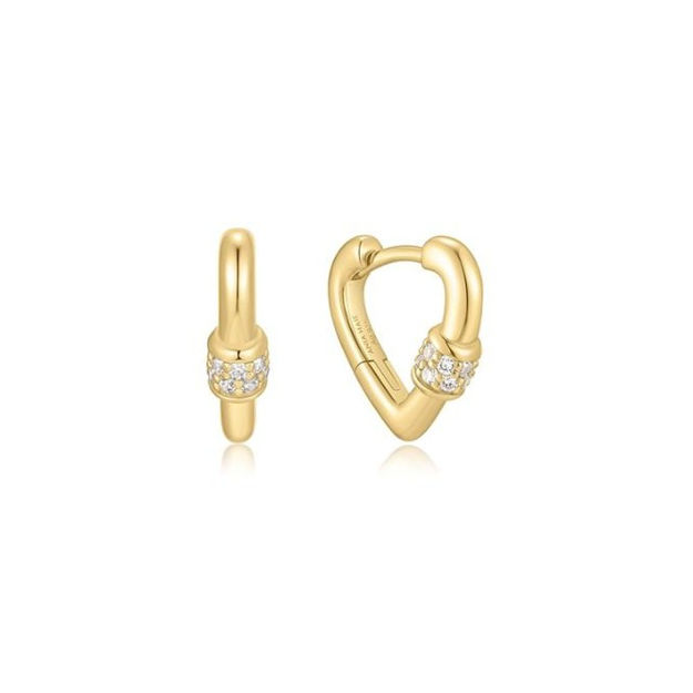 Ania Haie gold mini heart claps hoop earrings 12mm 