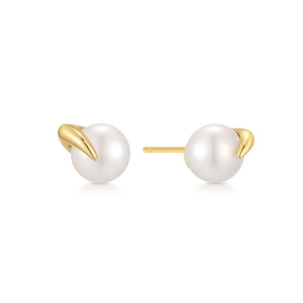 Ania Haie gold pearl claw stud earrings 8mm