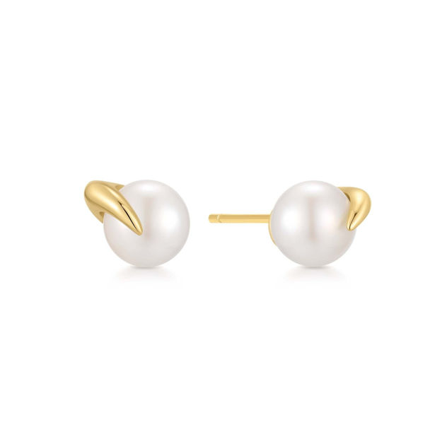 Ania Haie gold pearl claw stud earrings 8mm