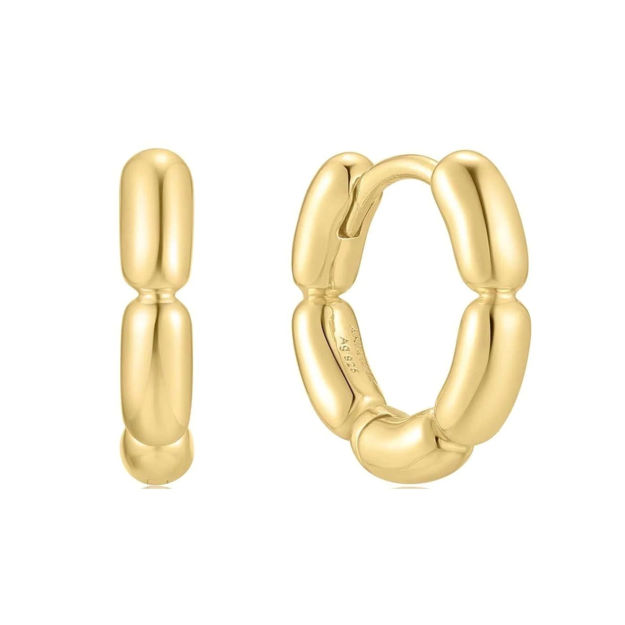 Ania Haie gold segmented puffy hoop earrings 9mm