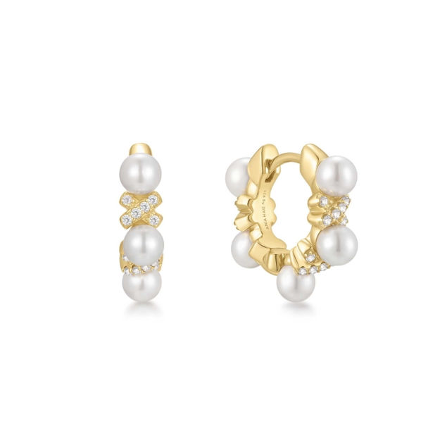 Ania Haie gold sparkling braided shell pearl earrings 9mm