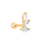 Ania Haie gold tripel marquise barbell single earring 8mm