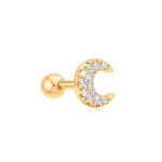 Ania Haie gold pave crescent moon barbell single earring 6mm