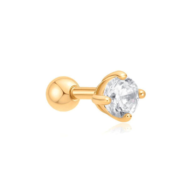 Ania Haie gold sparkle round barbell single earring 4mm