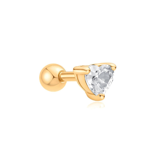 Ania Haie gold heart barbell single earring 4mm
