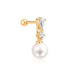 Ania Haie gold shell pearl dangling barbell single earring 16mm