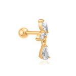 Ania Haie gold marquise dangle barbell single earring 12mm