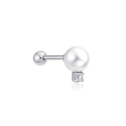 Ania Haie silver shell pearl sparkling barbell single earring 7mm